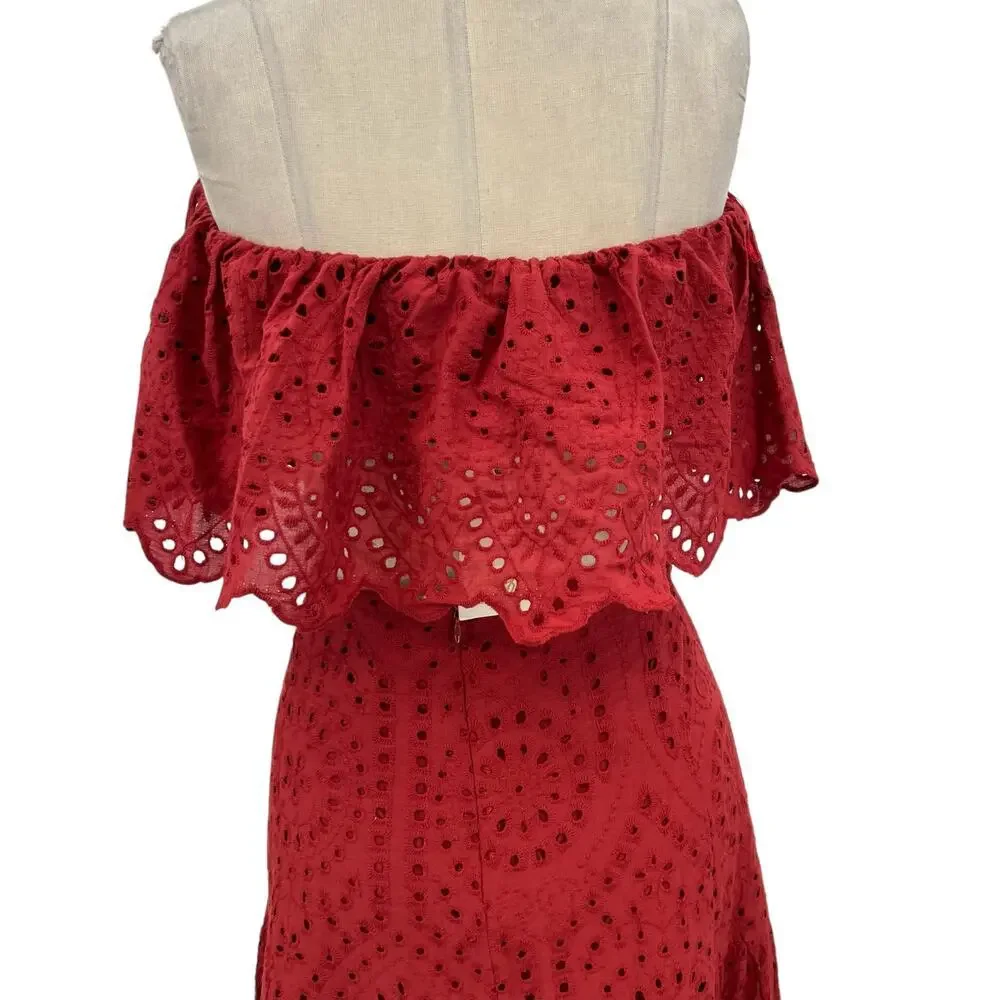 Astra Signature Julie Ruffle Lace Bandeau Tiered Maxi Skirt‎ Set Size 16